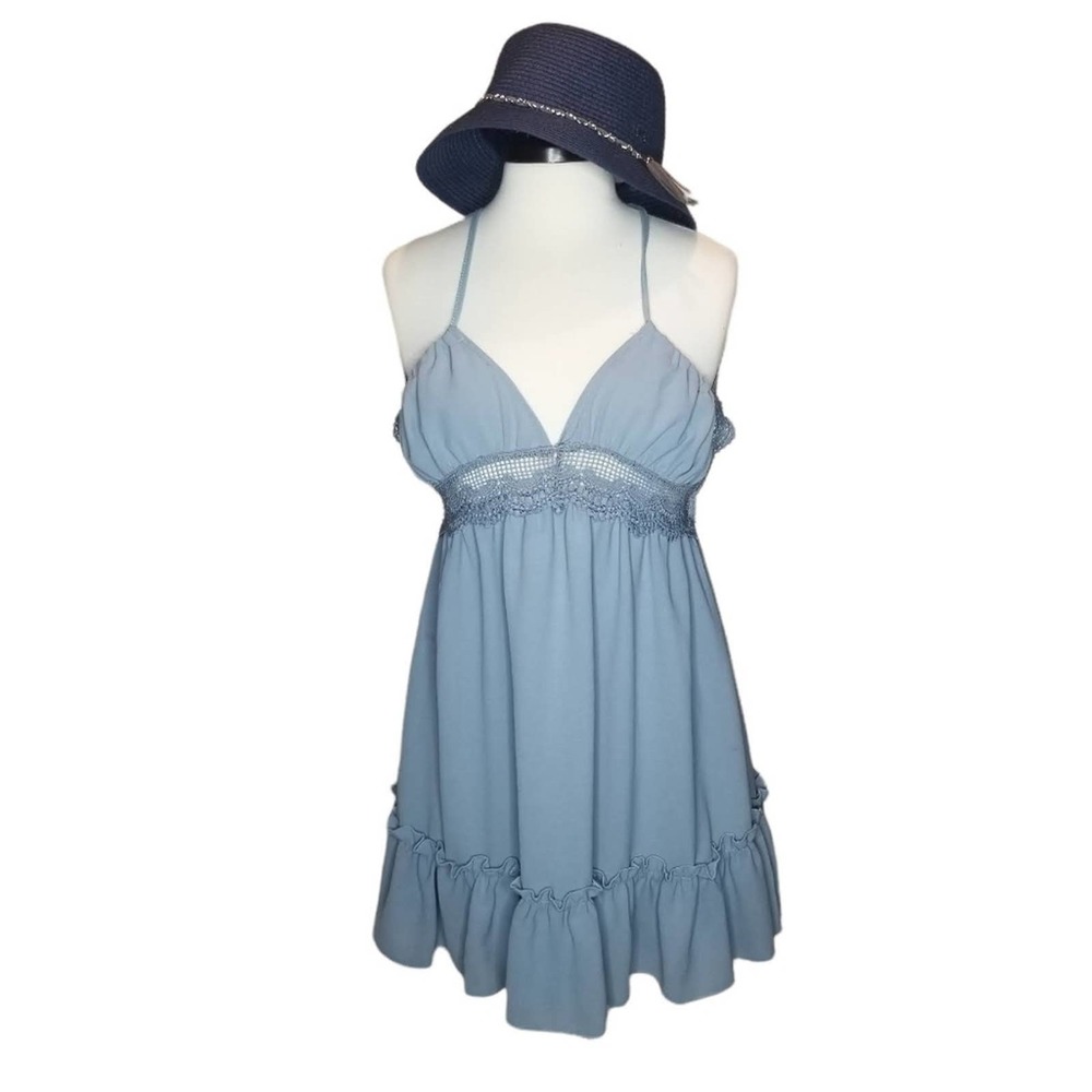 Women Strappy Dress Sleeveless V Neck Lace Backless Dress Summer Ladies Medium
